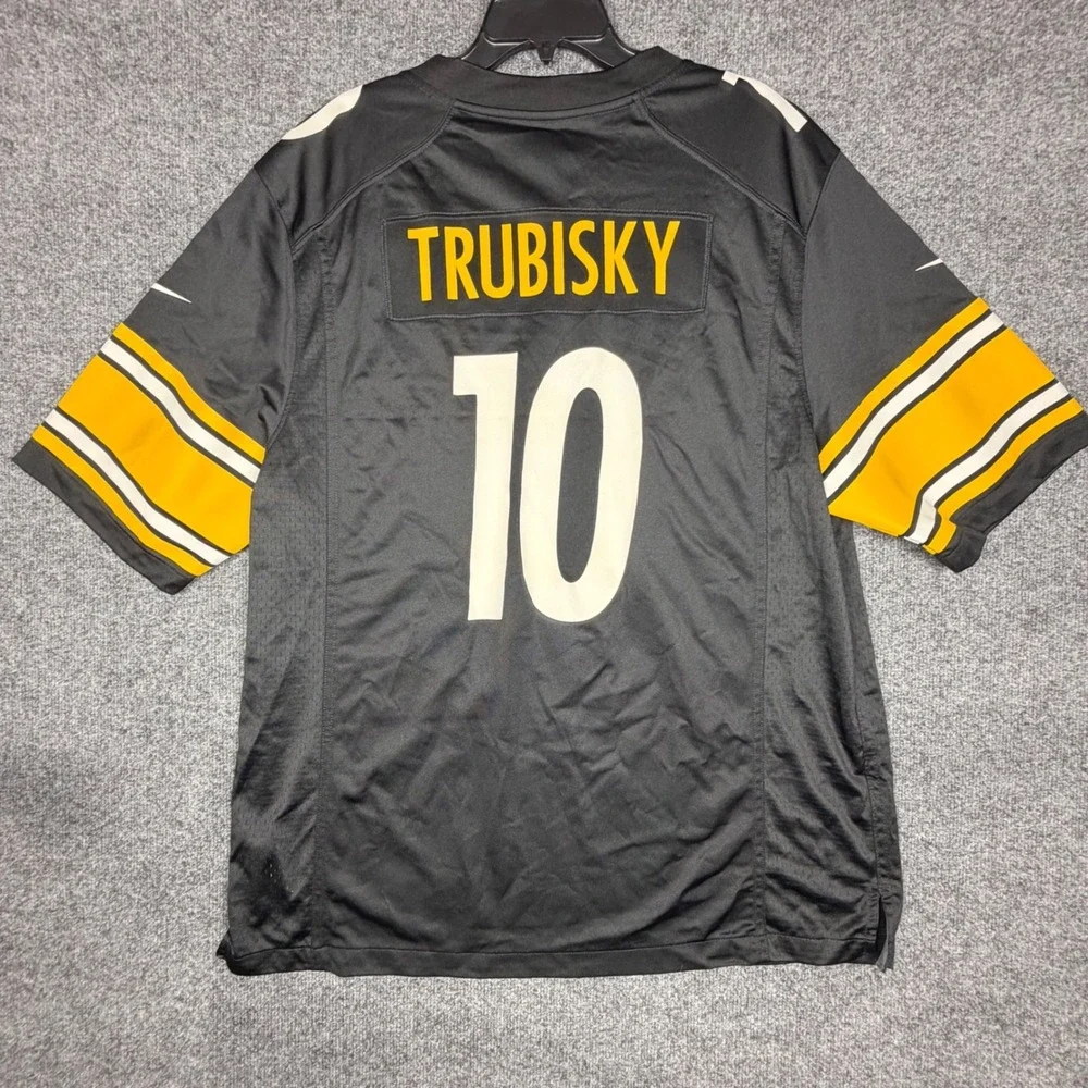 Nike Pittsburgh Steelers Mitchell Trubisky 10‎ Jersey Mens XL Black On Field NFL